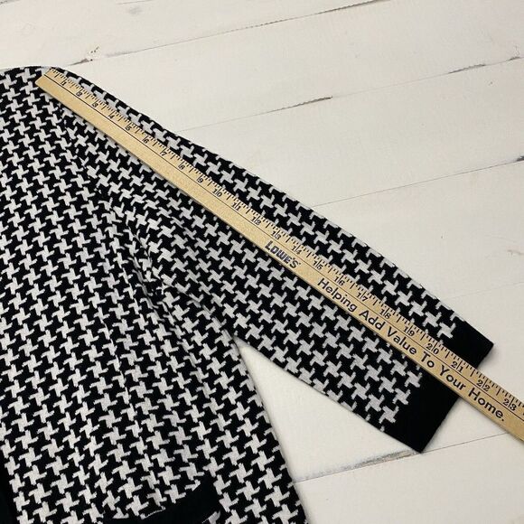 Lands' End Houndstooth Black White Cardigan Sweater Womens L/P Large Petite - Picture 7 of 10